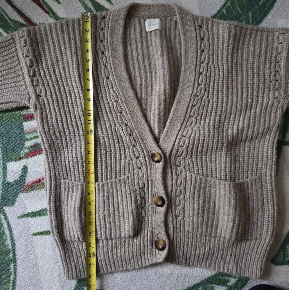 Doen Adelia Beige Alpaca Wool Cardigan Sweater Size Small - Picture 6 of 8